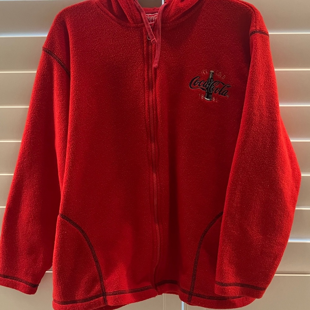 Vintage Coca Cola Unisex Bright Red Zip-Up Hoodie